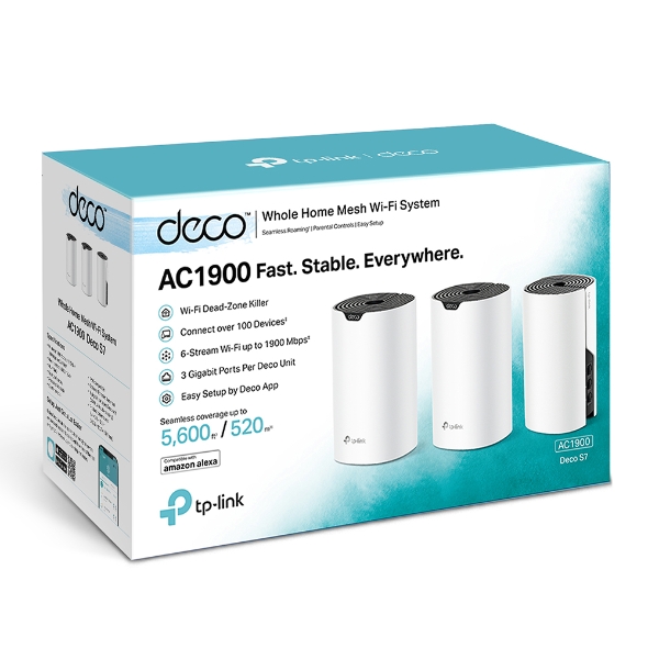 DECO S7 PACK DE 3 MESH TP LINK AC1900 GIGA WIFI SYSTEM    - TP-LINK

(3022)